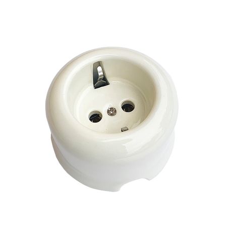 Ретро розетка керамічна SOFTY Milk без рамки, Колір основи: молочний, зображення 5