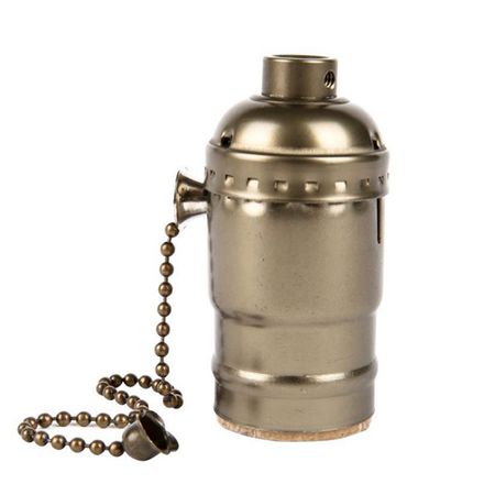 Алюминиевый ретро-патрон Е27 Бронза для ламп Эдисона (эконом серия) с выключателем цепочка, Цвет: бронза, изображение 9 - Edisons