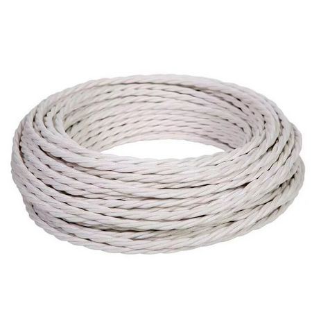 Провід кручений Білий (Twisted) 2*0,5мм (ДСТУ) в тканинному обплетенні Premium, Переріз: 2х0.5мм, Колір проводу: білий, зображення 3