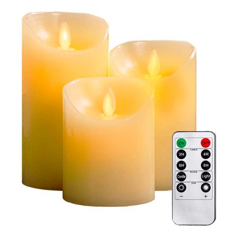 Набор з 3 LED свечей Dancing Flame 75х100/125/150 мм с имитацией пламени и пультом ДУ Premium, изображение 11 - Edisons