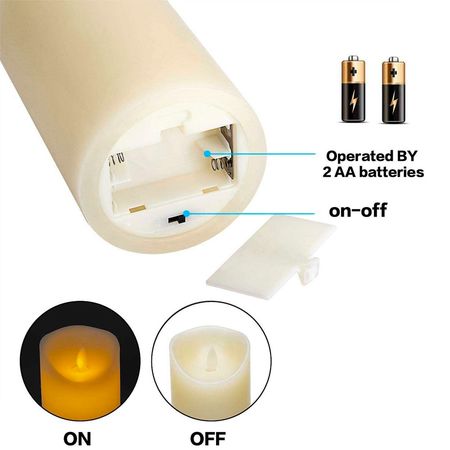 Набор з 3 LED свечей Dancing Flame 75х100/125/150 мм с имитацией пламени и пультом ДУ Premium, изображение 13 - Edisons