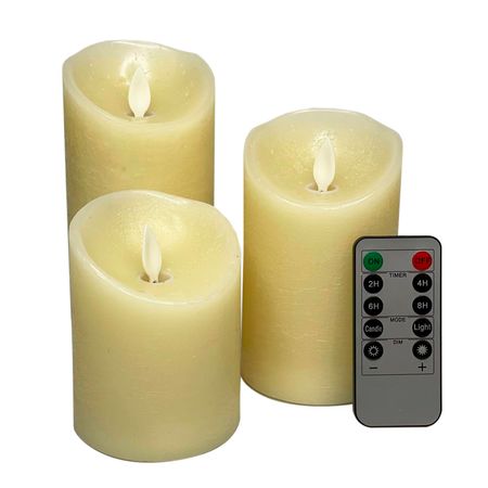 Набор з 3 LED свечей Dancing Flame 75х100/125/150 мм с имитацией пламени и пультом ДУ Premium, изображение 2 - Edisons