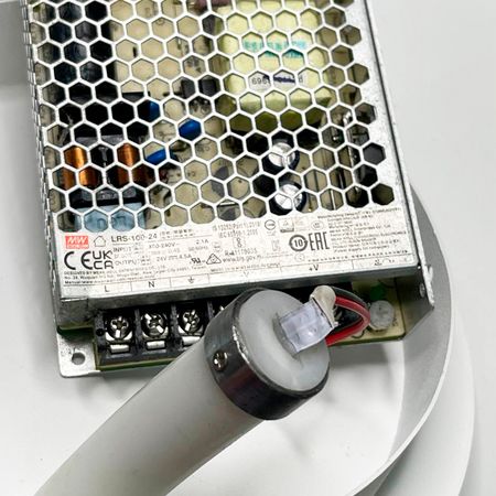 Розетка стельова врізна під блок живлення біла D180 та диск D220 з отвором для неону d 22-24 мм, зображення 5