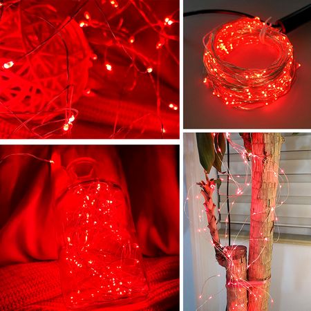 Гирлянда Конский Хвост 200LED 10 нитей по 2м цвет Красный режим статика и мерцание от батареек, изображение 8 - Edisons