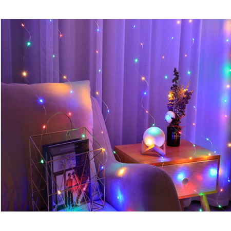 LED гірлянда новорічна штора роса Waterfall 200 LED 2,5*2м колір RGB 8 режимів з димуванням від USB з пультом ДУ, зображення 8