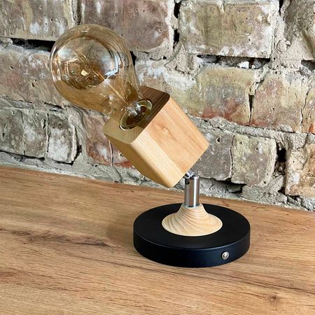 Бра в скандинавському стилі Woody Square з квадратним дерев'яним патроном та хромованим шарніром, зображення 11