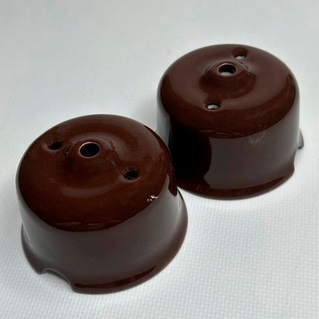 Ретро вимикач керамічний SOFTY Choco з бронзовою ручкою без рамки (З ДЕФЕКТОМ), зображення 3