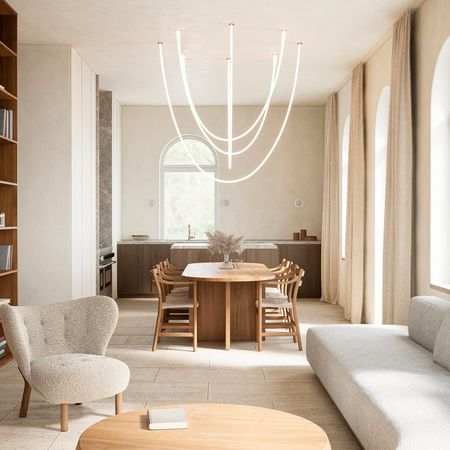 Люстра стельова Nordic U-1 підвіс із гнучкого LED неону D22mm довжина 2,5 м, Довжина світильника, м: 2,5, зображення 9