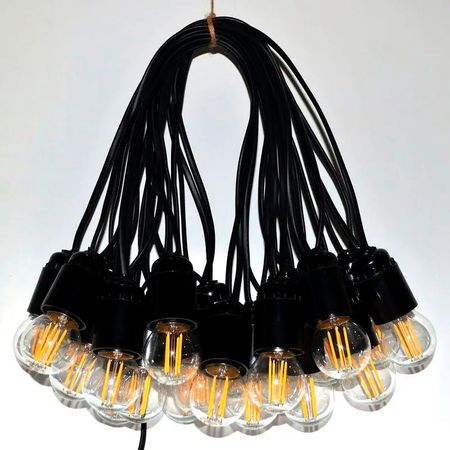 Ретро гірлянда 5 метрів 21 патрон Е27 з вологозахистом ІР33 (Без ламп) Економ, зображення 16