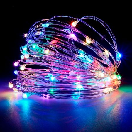 LED гірлянда новорічна 100LED 10м кольорова RGB 8 режимів з димуванням від USB з пультом ДУ, зображення 2