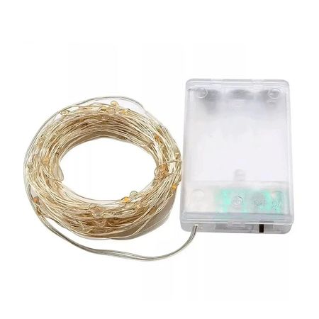 LED гирлянда новогодняя 100LED 10м цвет Холодный Белый режимы статика и мерцание от батареек, изображение 2 - Edisons