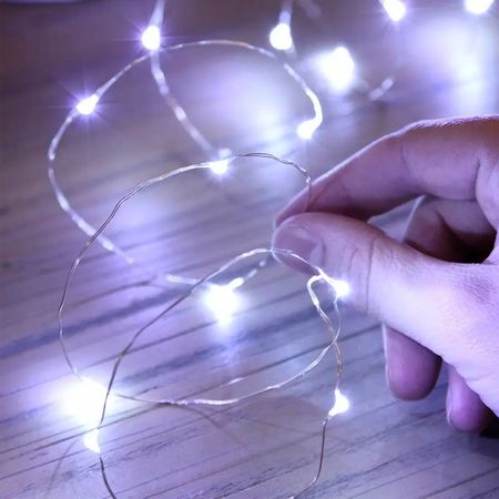 LED гирлянда новогодняя 100LED 10м цвет Холодный Белый режимы статика и мерцание от батареек, изображение 6 - Edisons