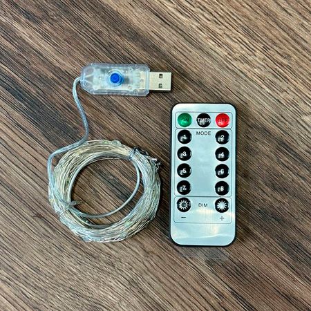 LED гірлянда новорічна 100LED 10м колір Холодний Білий 8 режимів з димуванням від USB з пультом ДУ, зображення 8