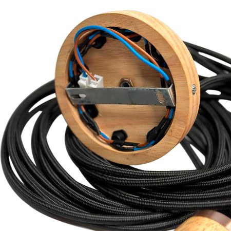 Люстра-паук в скандинавском стиле на 8 ламп с деревянным патроном с накладкой античная медь, Вид люстри Павук: 23, изображение 6 - Edisons