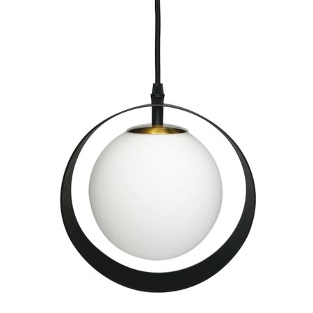 Підвісний світильник з плафоном у вигляді шару і металевим абажуром