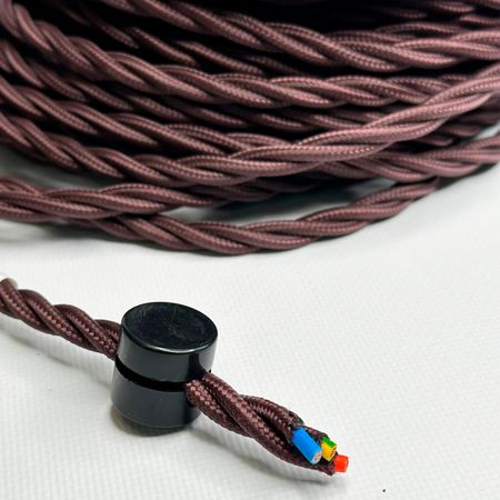 Провід кручений Шоколадний (Triple) 3х1,5мм (ДСТУ) в тканинному обплетенні Premium, Переріз: 3х1.5мм, Колір проводу: шоколадний, зображення 2