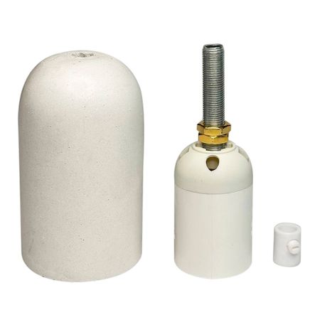 Бетонний напатронник Paraboloid круглий з патроном білий, зображення 3