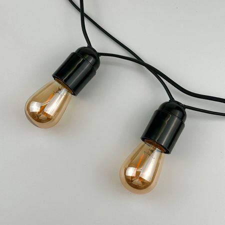 Ретро гірлянда 10 метрів 11 патронів Е27 з вологозахистом ІР33 (Без ламп) Економ, зображення 9