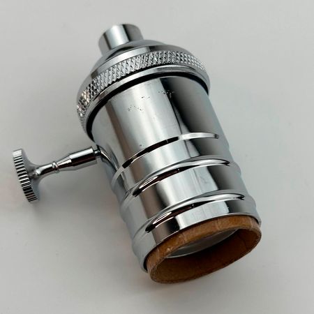 Латунний ретро патрон Е27 хром з вимикачем Уцінка, зображення 2