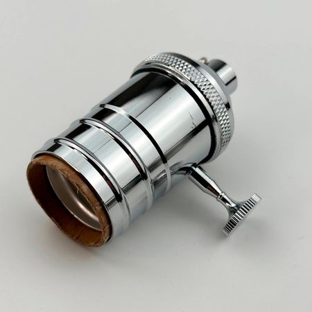 Латунний ретро патрон Е27 хром з вимикачем Уцінка, зображення 4