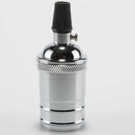 Ретро патрон латунний Е27 хром без вимикача, Колір: хром, зображення 4