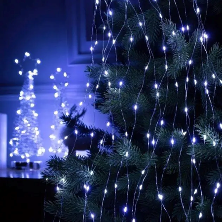 Гирлянда новогодняя Конский Хвост 200LED 10 нитей по 2м цвет Холодный Белый режим статика и мерцание от батареек и USB, изображение 10 - Edisons
