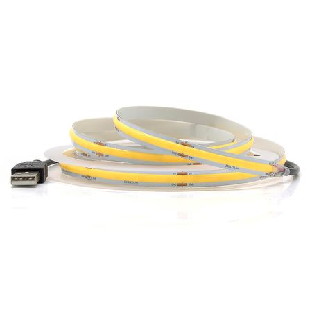 1м LED лента с USB 5V 8W COB 3000K (теплый) 8 мм для павербанка или USB адаптера, Цвет свечения: 3000К, Длина: 1 м, изображение 4 - Edisons