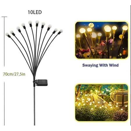 Декоративний садовий світильник Світлячки 10LED на сонячній батареї, зображення 6