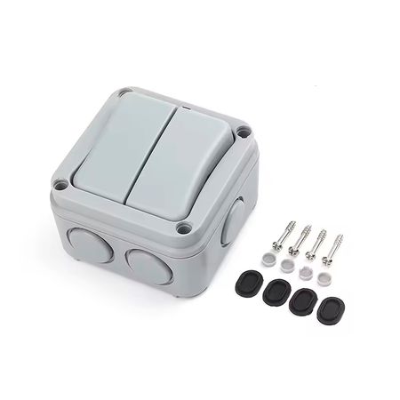 Вимикач двоклавішний IP66 водонепроникний сірий Premium