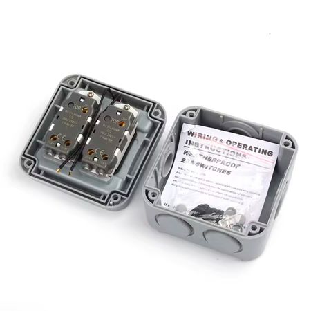 Вимикач двоклавішний IP66 водонепроникний сірий Premium, зображення 2