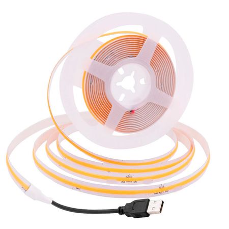 1м LED лента с USB 5V 8W COB 3000K (теплый) 8 мм для павербанка или USB адаптера, Цвет свечения: 3000К, Длина: 1 м, изображение 6 - Edisons