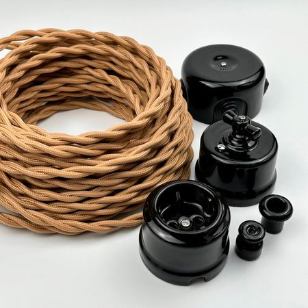 Ретро розетка керамическая Keruida черная с заземлением без рамки, Цвет основы: черный, изображение 14 - Edisons