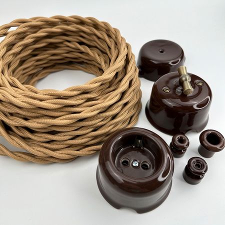 Ретро розетка керамическая SOFTY Choco без рамки, Цвет основы: шоколадный, изображение 7 - Edisons