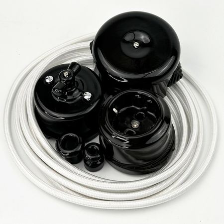 Ретро вимикач керамічний Keruida чорний 1-клавішний без рамки, Тип вимикача: одноклавішний, Колір основи: чорний, зображення 17