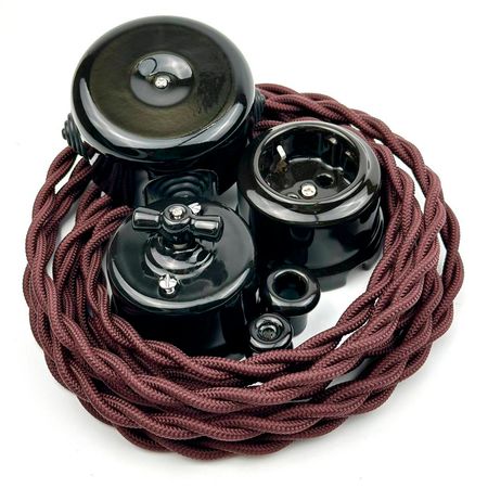 Ретро розетка керамическая Keruida черная с заземлением без рамки, Цвет основы: черный, изображение 12 - Edisons