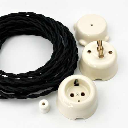 Ретро розподільна коробка керамічна SOFTY Milk з рамкою, Колір основи: молочний, зображення 5