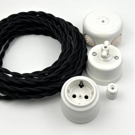 Провід кручений 3-жильний Чорний 3х2,5мм (ДСТУ) в тканинному обплетенні Premium, Переріз: 3х2.5мм, Колір проводу: чорний, зображення 8