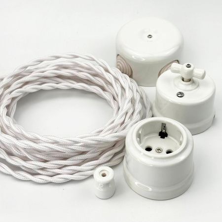 Провід кручений 3-жильний Білий 3х2,5мм (ДСТУ) в тканинному обплетенні Premium, Переріз: 3х2.5мм, Колір проводу: білий, зображення 7