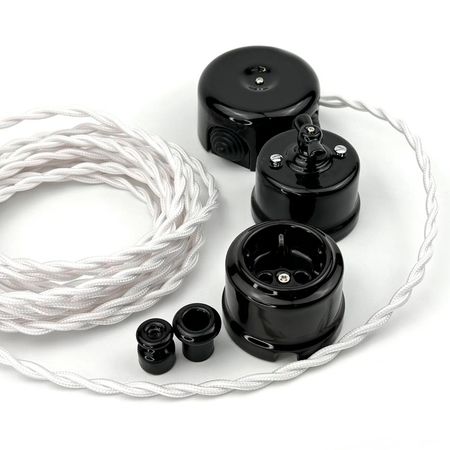 Провід кручений 3-жильний Білий 3х1,5мм (ДСТУ) в тканинному обплетенні Premium, Переріз: 3х1.5мм, Колір проводу: білий, зображення 8