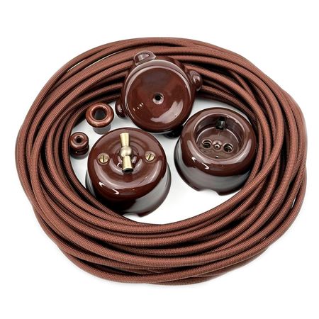 Ретро розетка керамическая SOFTY Choco без рамки, Цвет основы: шоколадный, изображение 6 - Edisons