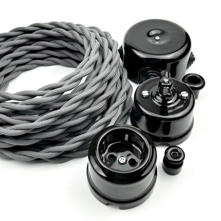 Ретро вимикач керамічний Keruida чорний 2-клавішний без рамки, Тип вимикача: двоклавішний, Колір основи: чорний, зображення 15