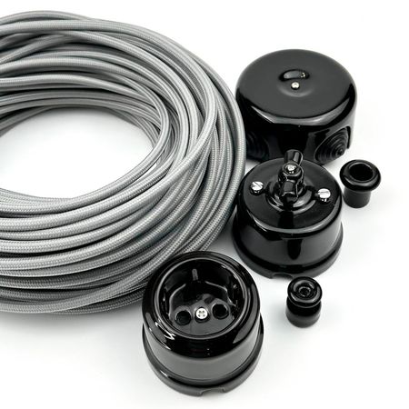 Розподільна коробка керамічна Keruida Чорна, Наявність рамки: без рамки, Колір основи: чорний, зображення 12