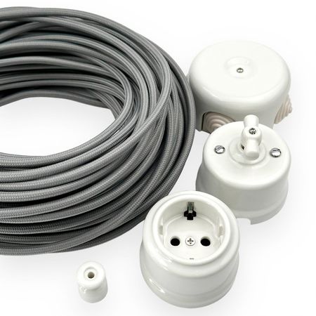 Ретро розетка керамічна Keruida біла із заземленням без рамки, Колір основи: білий, зображення 18