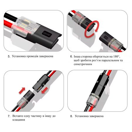 Конектор проводу роз`ємний низьковольтний на 2 контакти 0,35-0,75мм2 , 2шт-пара, Для дротів січенням: 0,35-0,75мм2, зображення 11