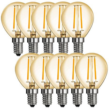 Набор LED ламп Edisons G45 gold E14 2w 2200k Premium 10шт стекло, Количество: набор 10 шт., Мощность, Вт: 2 - Edisons