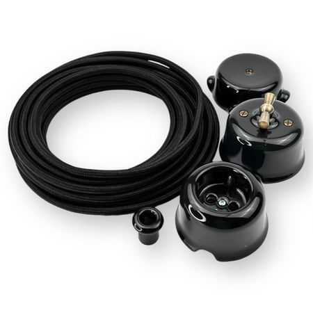 Провід Чорний 2*0,75 (ДСТУ) в тканинному обплетенні будь-який колір на вибір Premium, Переріз: 2х0.75мм, Колір проводу: чорний, зображення 5