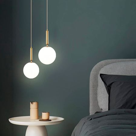 Светильник подвесной Camille с плафоном в виде шара с белым проводом и креплением – диаметр шара на выбор, Цвет: белый, изображение 5 - Edisons