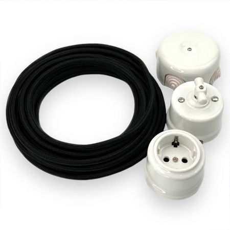 Провід прямий Чорний 3х1,5мм (ДСТУ) в тканинному обплетенні Premium, Переріз: 3х1.5мм, Колір проводу: чорний, зображення 6