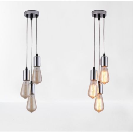 Підвісний світильник в стилі лофт з 3 патронами хром, зображення 2