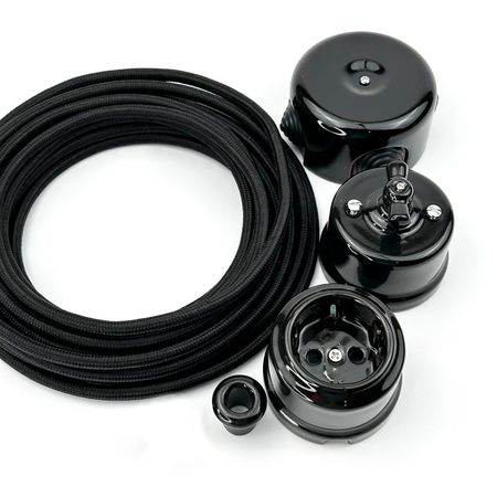 Ретро вимикач керамічний Keruida чорний 1-клавішний без рамки, Тип вимикача: одноклавішний, Колір основи: чорний, зображення 14